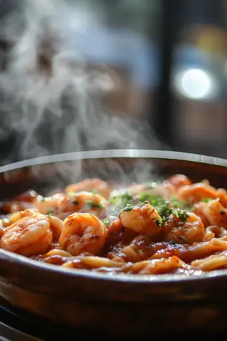 Chilli prawn linguine
