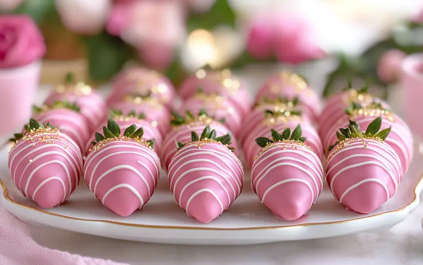 Pink Chocolate Covered Strawberries