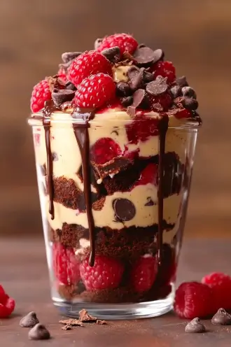 Raspberry Brownie Cheesecake Trifles