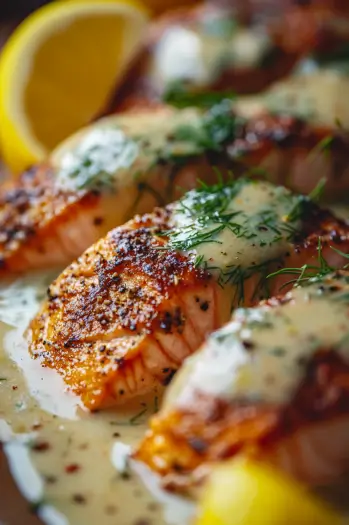 Seared Salmon with Lemon-Dill Sauce
