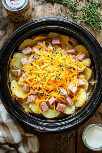 Crockpot Scalloped Potatoes and Ham