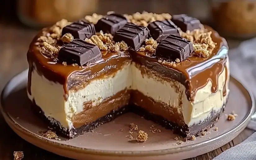 Homemade No-Bake Twix Cheesecake