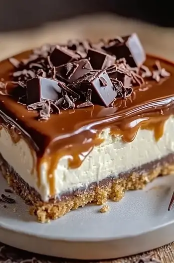 Homemade No-Bake Twix Cheesecake