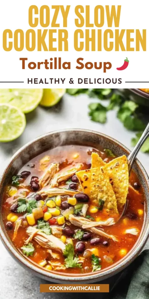 Cozy Slow Cooker Chicken Tortilla Soup 🌶️	
