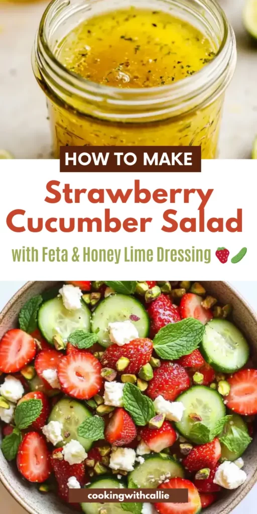 Strawberry Cucumber Salad with Feta & Honey Lime Dressing 🍓🥒