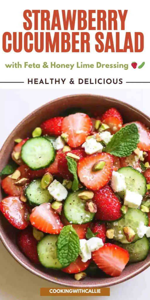 Strawberry Cucumber Salad with Feta & Honey Lime Dressing 🍓🥒