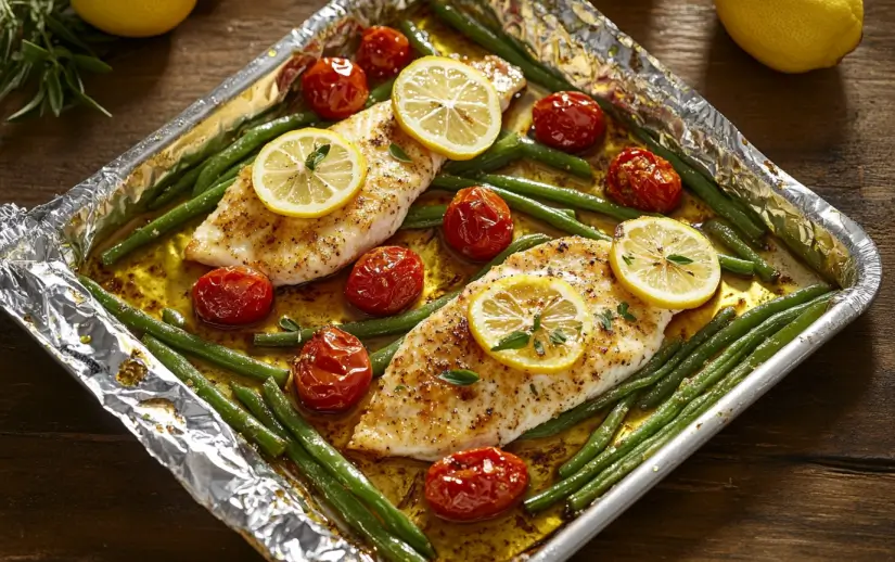 Lemon Pepper Tilapia Sheet Pan Dinner