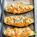 buffalo chicken stuffed zucchini boats