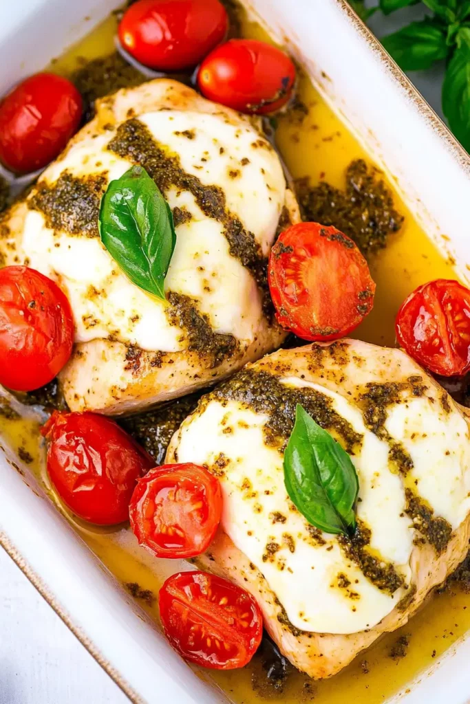 baked pesto mozzarella chicken