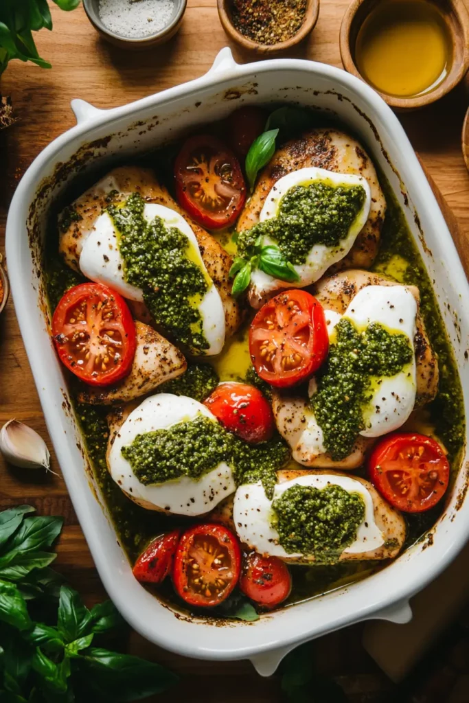 baked pesto mozzarella chicken