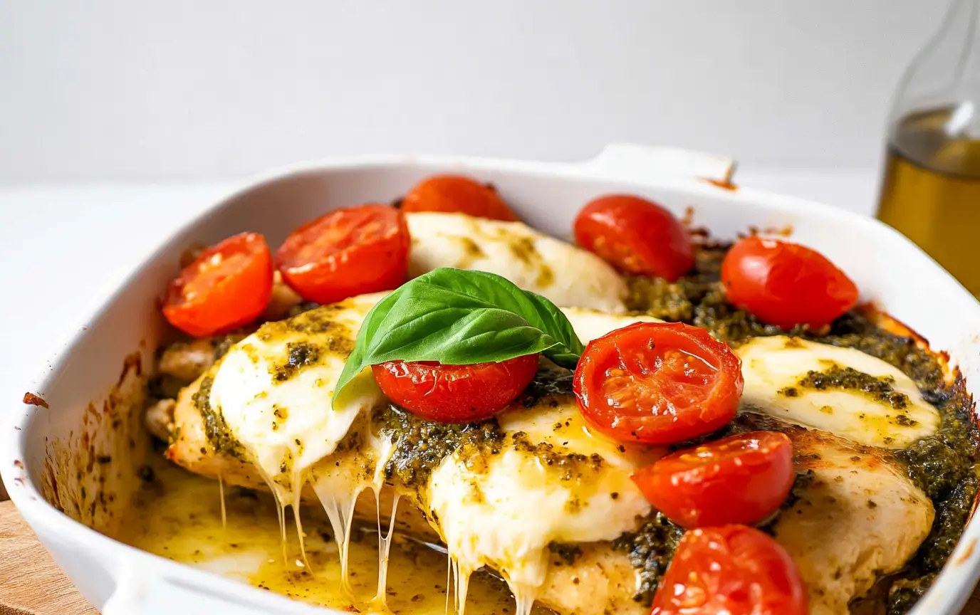 baked pesto mozzarella chicken