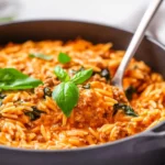 Creamy ground beef orzo