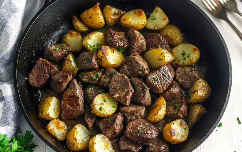 Garlic Butter Steak Bites & Potatoes