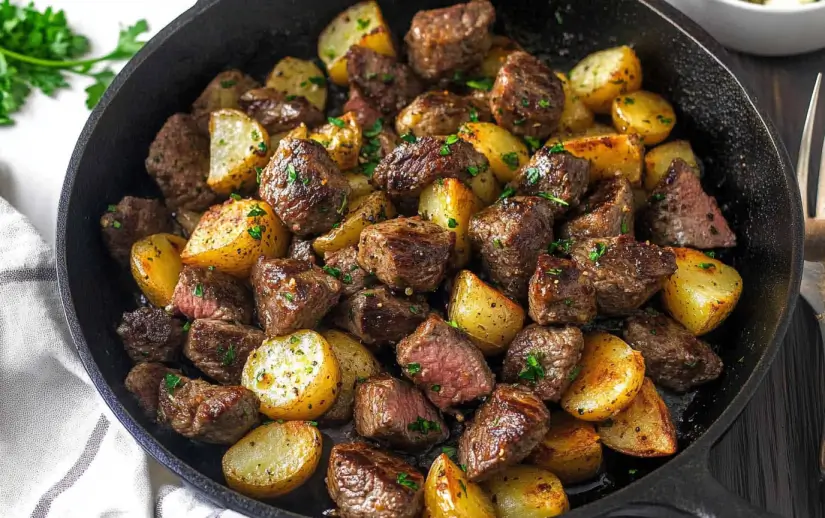 Garlic Butter Steak Bites & Potatoes