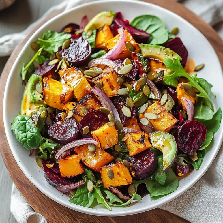roasted pumpkin and beetroot salad