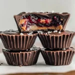 # PB\&J Chocolate Cups Recipe ## Introduction Imagine the nostalgic joy of biting into a peanut butter and jelly sandwich — now wrap that comforting flavor in rich, velvety dark chocolate. That’s exactly what you get with these **PB\&J Chocolate Cups**! These little bites are a dreamy no-bake dessert made with simple pantry staples. They’re perfect for after-school snacks, quick desserts for guests, or late-night treats when you want something sweet without turning on the oven. As someone who practically lived off PB\&J sandwiches growing up, this recipe brings back all those cozy feelings but with a grown-up twist thanks to the dark chocolate and a sprinkle of flaky sea salt. If you’re already a fan of quick no-bake sweets like my [Dark Chocolate Berry Bark](https://cookingwithcallie.com/dark-chocolate-berry-bark-no-bake-dessert/), you’re going to love this one too. ## Why You’ll Love This Recipe ### Key Benefits * **Quick & easy** – Only 10 minutes of hands-on prep time * **No baking required** – Just melt, spoon, and chill * **Kid-friendly and adult-approved** – A universal crowd-pleaser * **Make-ahead friendly** – Great for storing in the fridge or freezer * **Minimal cleanup** – You only need a few bowls and a spoon ### Taste & Texture The flavor combo is irresistible. You get: * A rich, smooth dark chocolate shell * Creamy peanut butter that melts in your mouth * A sweet, fruity burst from the jelly or jam * A pop of salt that ties everything together The texture is layered: crisp chocolate shell, soft nutty center, and a gooey jelly surprise. ### Dietary Attributes These chocolate cups are naturally **gluten-free** and can be made **vegan** by using plant-based chocolate chips and jelly without gelatin. They also use minimal processed ingredients and can be made refined sugar-free depending on your jam. ## Ingredients & Substitutions ### Ingredient List * 1 cup dark chocolate chips * ½ tablespoon coconut oil * ¼ cup creamy peanut butter * ¼ cup jam or jelly (your favorite flavor) * ½ teaspoon flaky sea salt ### Notes on Quality * **Chocolate chips:** Use a good-quality dark chocolate. I like 70% cacao for a deep, bittersweet flavor. * **Peanut butter:** Creamy natural peanut butter works beautifully here. Stir well if the oil has separated. * **Jelly/Jam:** Strawberry, raspberry, or grape jelly all work great. Go with a seedless version for the smoothest texture. * **Coconut oil:** Helps thin the chocolate for easy pouring and smooth texture. ### Possible Substitutions * **Nut-free:** Swap peanut butter with sunflower seed butter. * **Different nut butters:** Almond butter or cashew butter are fantastic substitutes. * **Vegan version:** Use vegan chocolate chips and plant-based jam. * **No coconut oil?** A little bit of butter or neutral oil (like avocado oil) works in a pinch. ## Step-by-Step Instructions 1. **Melt the chocolate:** Place chocolate chips in a microwave-safe bowl and heat in 30-second increments, stirring each time, until smooth. Stir in the coconut oil until fully combined. 2. **Fill muffin liners:** Place 12 muffin liners on a sheet pan. Spoon about 2–3 teaspoons of melted chocolate into each. Gently tilt the liner so the chocolate spreads about ¼ inch up the sides. 3. **Chill the base:** Refrigerate the tray for 5–10 minutes until the chocolate sets. 4. **Add fillings:** Use the back of a spoon to add a dollop of peanut butter in the center of each chocolate base. Spread slightly toward the edges without touching the sides. 5. **Add jelly:** Place a small dollop of jelly on top of the peanut butter. 6. **Top with more chocolate:** Cover the peanut butter and jelly layers with the remaining melted chocolate. 7. **Finish with salt:** Sprinkle a tiny pinch of flaky sea salt on each cup. 8. **Final chill:** Refrigerate for 30 minutes or until completely hardened. ## Expert Tips & Tricks ### Best Practices * Let the first chocolate layer fully set before adding peanut butter — this keeps the layers clean and pretty. * Use a piping bag or zip-top bag with the corner cut off for neater filling if you're making a large batch. * A small offset spatula or butter knife helps spread the layers smoothly. ### Common Mistakes * **Using watery jelly:** This can make the cups soggy. Thicker jam or jelly gives the best texture. * **Overfilling:** Leave space at the top for sealing with the final chocolate layer. * **Skipping the salt:** That sprinkle of flaky sea salt takes this dessert from tasty to gourmet. ### Time-Saving Tips * Melt chocolate and prep the filling ingredients while the first layer is chilling. * Make a double batch and freeze half for future dessert emergencies. ## Serving Suggestions ### Pairings These PB\&J chocolate cups are wonderful served alongside: * A cup of hot coffee or espresso * A fruit salad for a refreshing contrast * Vanilla ice cream for an indulgent dessert plate ### Presentation Ideas * Peel back the muffin liners and stack the cups in a small mountain on a pretty serving tray. * Serve on a rustic wooden board with berries for a playful, picnic-style vibe. * Use gold cupcake liners for a fancy holiday dessert table. ### Beverage Pairings * **Non-alcoholic:** Cold almond milk, chai latte, or berry-infused iced tea * **Cocktails:** Raspberry mojito or chocolate martini * **Wine:** A smooth port or dessert red wine complements the dark chocolate beautifully ## Storage & Reheating ### Leftover Storage * Store in an airtight container in the fridge for up to **one week** * For longer storage, freeze for up to **3 months** — layer with parchment between each cup to prevent sticking ### Reheating Methods These are best enjoyed cold or at room temperature, but if you need to soften them slightly: * Let sit at room temp for 5–10 minutes * Avoid microwaving — it will melt the chocolate too much ## Frequently Asked Questions ### Substitutions & Adjustments **Can I use milk chocolate instead of dark chocolate?** Yes! It’ll be sweeter, but still delicious. **What’s the best jelly to use?** I love strawberry or raspberry for a classic PB\&J vibe, but grape is a nostalgic favorite too. **Can I make these nut-free?** Absolutely. Use sunflower seed butter or even cookie butter for a nut-free twist. ### Troubleshooting **My chocolate cups are too hard to bite. What happened?** They may be too cold. Let them sit for 5–10 minutes after pulling from the fridge. **My jelly is leaking out. How do I fix this?** Use less jelly and make sure your peanut butter forms a little “wall” around the edges. **The chocolate layers separated. Why?** Make sure each layer sets completely before adding the next, and avoid over-handling. ## Variations & Customizations ### Dietary Adaptations * **Vegan:** Use dairy-free chocolate and gelatin-free jelly. * **Low-sugar:** Choose sugar-free or reduced-sugar jelly and dark chocolate with no added sugar. * **Keto:** Use sugar-free chocolate and peanut butter, and opt for a keto-friendly jam substitute. ### Flavor Twists * Swap peanut butter for almond butter and use apricot jam for a fancy twist. * Add a sprinkle of crushed peanuts between layers for crunch. * Mix a bit of cinnamon or vanilla into the peanut butter for an extra flavor dimension. ### Seasonal/Holiday Versions * **Valentine’s Day:** Use heart-shaped silicone molds and raspberry jam. * **Christmas:** Add crushed candy cane bits or a sprinkle of cinnamon. * **Back-to-school:** Let kids choose their own jam flavor for a fun lunchbox treat. ## Conclusion These PB\&J Chocolate Cups are everything you love about the classic sandwich — reimagined as a decadent bite-sized treat. Whether you’re hosting a gathering or simply treating yourself, these are easy to make and even easier to devour. I’d love to see your version of this recipe — especially if you get creative with the fillings. Tag me on Pinterest at [Cooking with Callie](https://www.pinterest.com/recipescookingwithcallie/) and let’s share the love. If you enjoyed this, you’ll also want to check out my [Dark Chocolate Berry Bark](https://cookingwithcallie.com/dark-chocolate-berry-bark-no-bake-dessert/), [Cheesy Crescent Roll Garlic Knots](https://cookingwithcallie.com/cheesy-crescent-roll-garlic-knots/), and [Easy Cinnamon Sugar Pretzels](https://cookingwithcallie.com/easy-cinnamon-sugar-pretzels/) for more crave-worthy snacks and desserts.