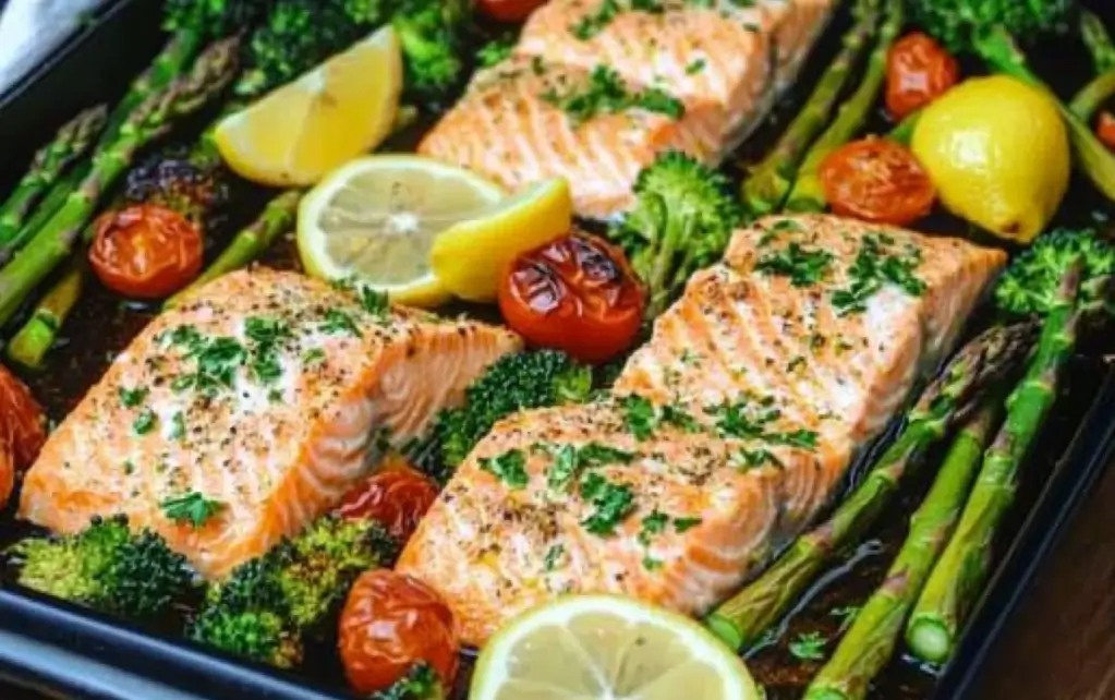This easy salmon traybake is your go-to one-pan dinner packed with juicy salmon, crisp veggies, and a zesty lemon-garlic marinade. Ready in under 30 minutes and perfect for busy weeknights or healthy meal prep.