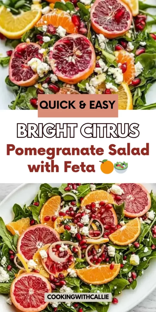 This Citrus Pomegranate Salad is sunshine on a plate—juicy grapefruit, sweet tangerine, and Cara Cara orange slices layered over baby greens with creamy feta and pops of pomegranate. Drizzled with a garlicky lemon vinaigrette, it’s the perfect side dish for brunch or a light lunch. 🌿✨ Make it in under 30 mins and wow your guests or treat yourself! Save now for citrus season joy. 🍊💖