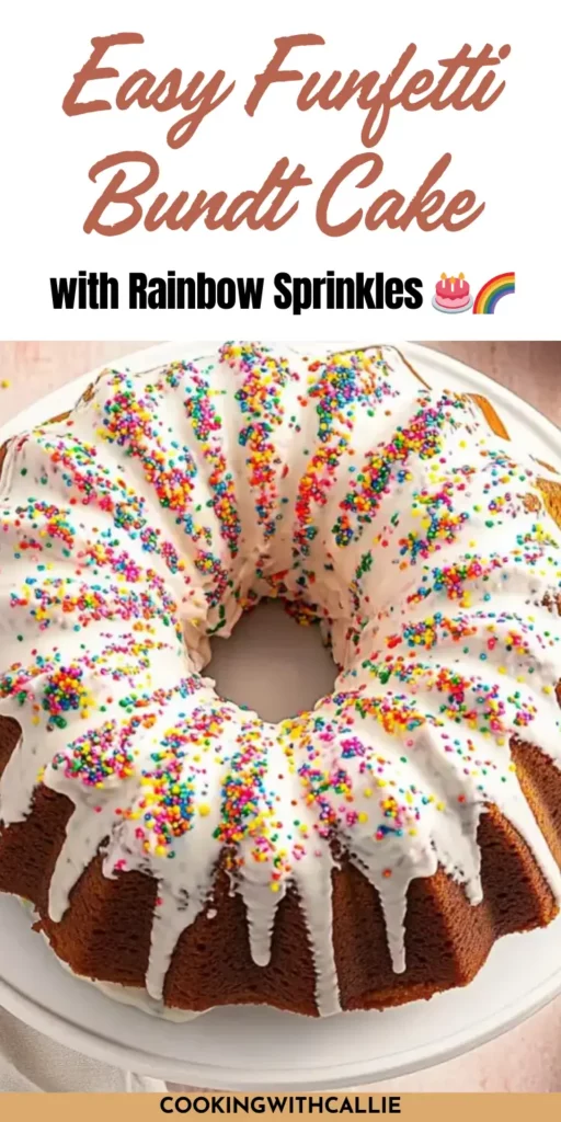 This Funfetti Bundt Cake is a celebration in every slice! 🎉 Made with a soft, buttery vanilla cake base and loaded with rainbow sprinkles, it’s topped with a sweet vanilla glaze and even more sprinkles. Perfect for birthdays, holidays, or anytime you’re craving a little joy. Make it ahead, slice it up, and let the smiles roll in!