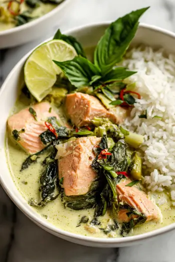 Easy Salmon Curry with Coconut & Greens