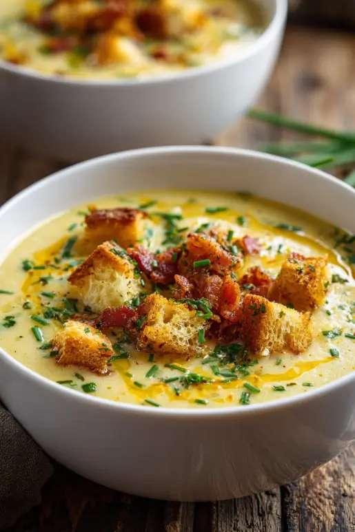 Hearty Cheddar Garlic Herb Potato Soup Recipe