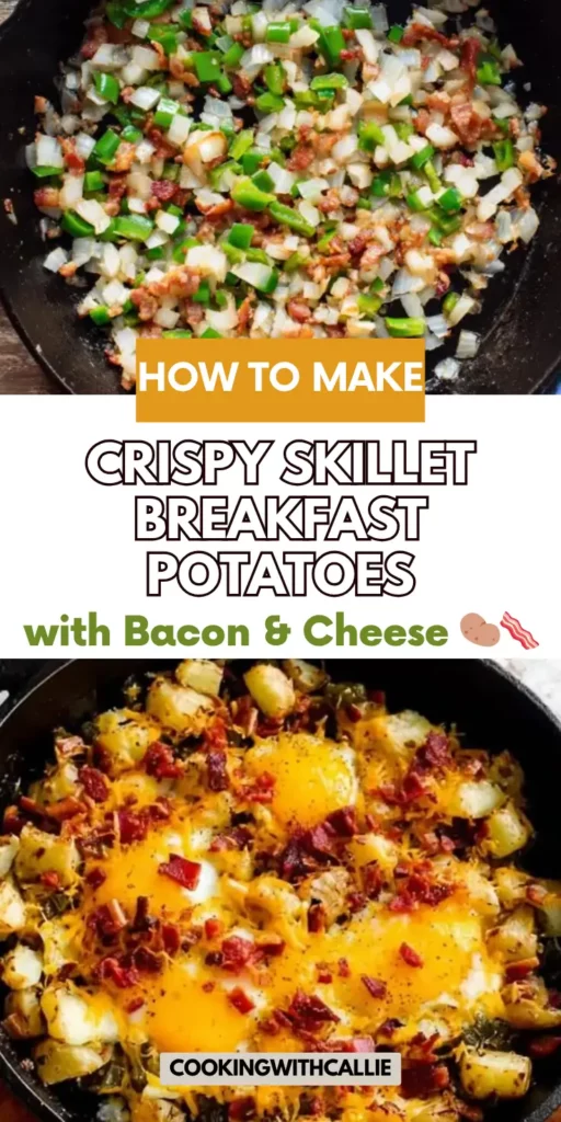 Crispy Skillet Breakfast Potatoes with Bacon & Cheese 🥔🥓