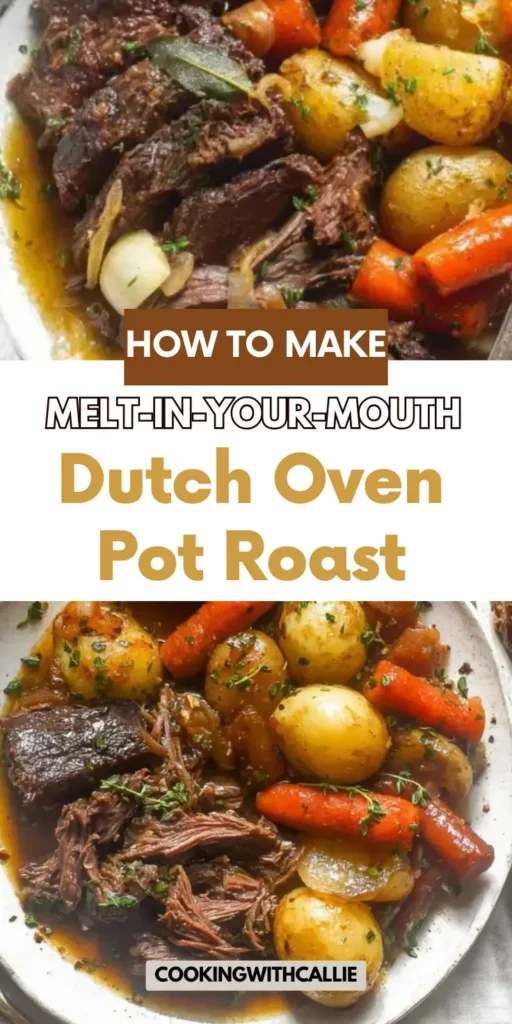 This Dutch oven pot roast is the ultimate comfort food—tender chuck roast, soft carrots, and buttery potatoes all slow-cooked in rich, savory broth. Perfect for chilly nights, holidays, or family Sundays! Mostly hands-off and even better as leftovers. Save now and cozy up later!