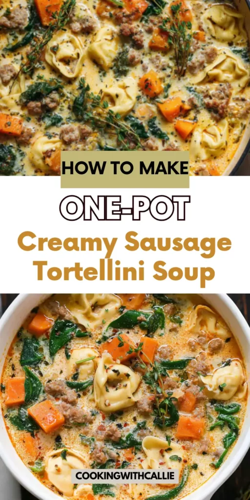 One-Pot Creamy Sausage Tortellini Soup	