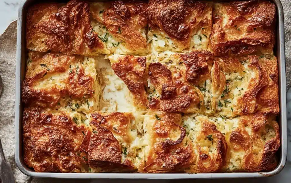 Cheesy Croissant Breakfast Casserole