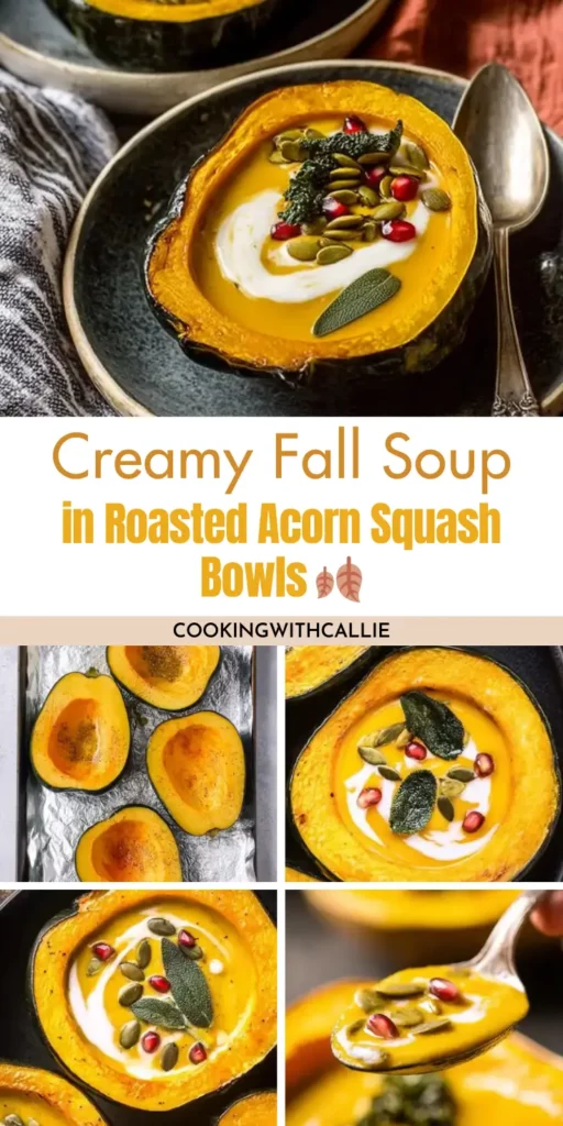 Creamy Fall Soup in Roasted Acorn Squash Bowls