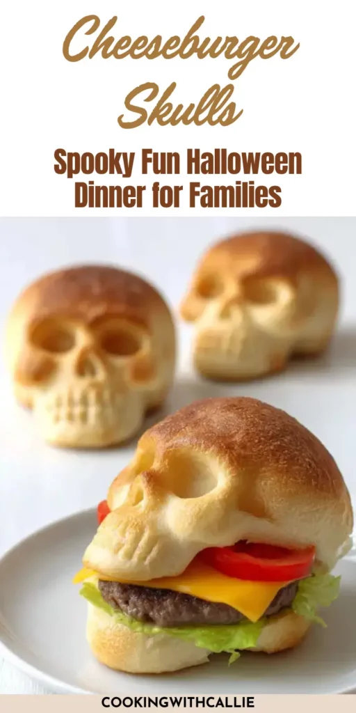 Homemade hamburger buns shaped like skulls for Halloween family dinner